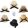 Chapeau de Plage Paille Ajustable PANAMA Rond Court - Couleurs Lagon