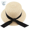 Chapeau de Plage Paille Ajustable PANAMA Rond Court - Couleurs Lagon