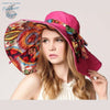 Chapeau UV Tissu Grand Bord Pliable à Fleurs - Couleurs Lagon