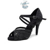 strass noir - Chaussure Danse Latine Souple Brillante Talon Haut 2 - Couleurs Lagon
