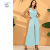 Combinaison élégante et classe à bandage croisé multi choix dos nu VALENCIA - Couleurs Lagon
