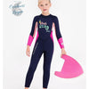 rose et planche de natation - Combinaison Néoprene Enfants 2,5mm UPF50+ Zip Dorsal - Couleurs Lagon