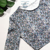 Ensemble Bikini Rashguard Manche Longue LITTLE BLUE FLOWERS - Couleurs Lagon