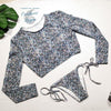 Ensemble Bikini Rashguard Manche Longue LITTLE BLUE FLOWERS - Couleurs Lagon