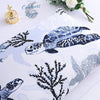 Housse de couette 3 pièces BLANC BLEU Tortues Gorgones - Couleurs Lagon