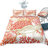 Housse de couette 3 pièces BLANC ROUGE Tortue Gorgones - Couleurs Lagon
