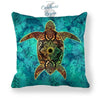 Housse de Coussin Tortue carré 45cm 18" - Couleurs Lagon