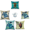 Housse de Coussin Tortue carré 45cm 18" - Couleurs Lagon