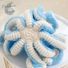 Jouet Peluche Poulpe Mignon 18-80cm - Couleurs Lagon - details tentacules dessous bleu blanc