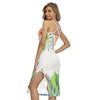 Jupe fendue à bretelles croisées blanc florale HIBISCUS 2 - Couleurs Lagon