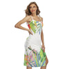 Jupe fendue à bretelles croisées blanc florale HIBISCUS 2 - Couleurs Lagon