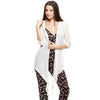 Kimono Femmes Drapé Ouvert Devant Manches Trois-quarts Lâche Casual Hauts Blanc - Couleurs Lagon