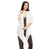 Kimono Femmes Drapé Ouvert Devant Manches Trois-quarts Lâche Casual Hauts Blanc - Couleurs Lagon