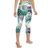 Legging de Yoga Court Taille Haute Couleurs Lagon FLORAL 2 - Couleurs Lagon