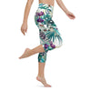 Legging de Yoga Court Taille Haute Couleurs Lagon FLORAL 2 - Couleurs Lagon
