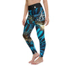 Legging de Yoga Long Taille Haute BLEU BENITIER 1 Ceinture Noir - 1 poche - Couleurs Lagon