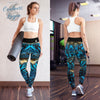Legging de Yoga Long Taille Haute BLEU BENITIER 2 Ceinture Noir - 1 poche - Couleurs Lagon