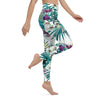 Legging de Yoga Long Taille Haute FLORAL 2 - poche - Couleurs Lagon