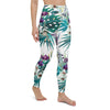 Legging de Yoga Long Taille Haute FLORAL 2 - poche - Couleurs Lagon