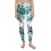 Legging de Yoga Long Taille Haute FLORAL 2 - poche - Couleurs Lagon