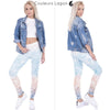 Leggings Mandala Haute Elasticité pour Femme - Couleurs Lagon - avec veste en jeans