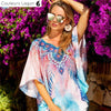 Mini robe paréo tunique mousseline PALMIERA - Couleurs Lagon