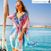 Mini robe paréo tunique mousseline PALMIERA - Couleurs Lagon