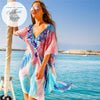 Mini robe paréo tunique mousseline PALMIERA - Couleurs Lagon