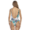 Monokini COULEURS LAGON dos nu et ourlet à volants FLORAL VERT - Couleurs Lagon