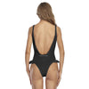 Monokini COULEURS LAGON dos nu et ourlet à volants NOIR - Couleurs Lagon
