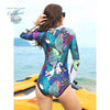 Monokini Push-Up Rasguard Manche Longue OISEAU FLORAL - Couleurs Lagon