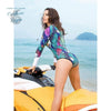 Monokini Push-Up Rasguard Manche Longue OISEAU FLORAL - Couleurs Lagon