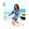 Monokini Push-Up Rasguard Manche Longue OISEAU FLORAL - Couleurs Lagon