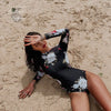 Monokini Rashguard Manche Longue Floral BLACK - Couleurs Lagon