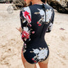 Monokini Rashguard Manche Longue Floral BLACK - Couleurs Lagon