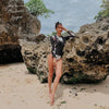 Monokini Rashguard Manche Longue Floral BLACK - Couleurs Lagon