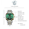 Montre Femme Luxe Chronographe LIGE AVIATOR - Couleurs Lagon - caracteristiques