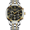 Montre Femme Luxe Chronographe LIGE AVIATOR - Couleurs Lagon - noir et or