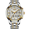 Montre Femme Luxe Chronographe LIGE AVIATOR - Couleurs Lagon - argent et or