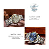 Montre Femme Luxe Chronographe LIGE AVIATOR - Couleurs Lagon - fonds doré or et bleu et or