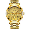 Montre Femme Luxe Chronographe LIGE AVIATOR - Couleurs Lagon - dorée et or