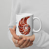 Mug Blanc Brillant 11oz 15oz COULEURS LAGON NAUTILE GORGONES ROUGE - Couleurs Lagon