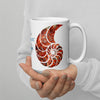 Mug Blanc Brillant 11oz 15oz COULEURS LAGON NAUTILE GORGONES ROUGE - Couleurs Lagon