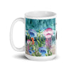 Mug Céramique Blanc Brillant ALGUES et MEDUSES - Couleurs Lagon