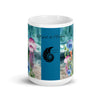 Mug Céramique Blanc Brillant ALGUES et MEDUSES BLEU LAGON - Couleurs Lagon
