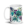 Mug Céramique Blanc Brillant FLORAL LIBELLULE - Couleurs Lagon