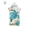 Poncho Peignoir microfibres grande taille TROPICAL - Couleurs Lagon - tortue