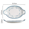 Porcelaine Céramique Haute Qualité Petit POISSON - Couleurs Lagon - plat a oreille ovale 2.8x19.5x32.5cm