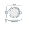 Porcelaine Céramique Haute Qualité Petit POISSON - Couleurs Lagon - plat rond de service a oreilles 2.8x23X28cm