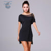Robe Dance Latine Manches Courtes Jupe Irrégulière - Couleurs Lagon